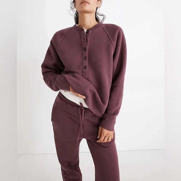 Madewell Sweaters - NWOT Madewell Women’s MWL Betterterry Henley Sweatshirt Monor Purple Size Small